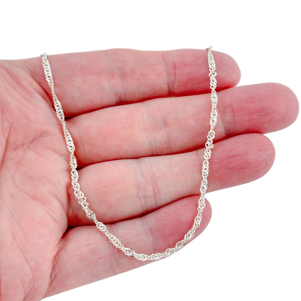 Vintage Italy Sterling Silver 925 Singapore Chain Necklace 17.5"